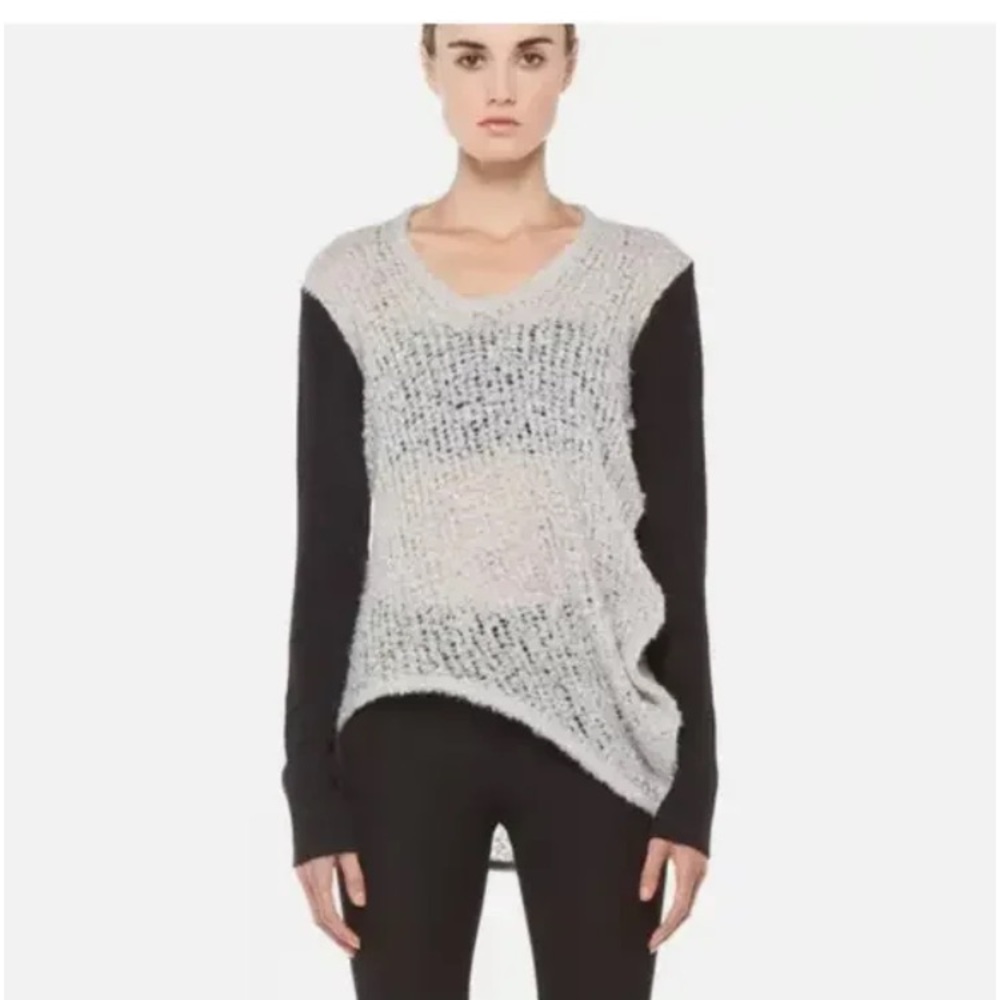 Helmut Lang Asymmetrical Open Knit Sweater